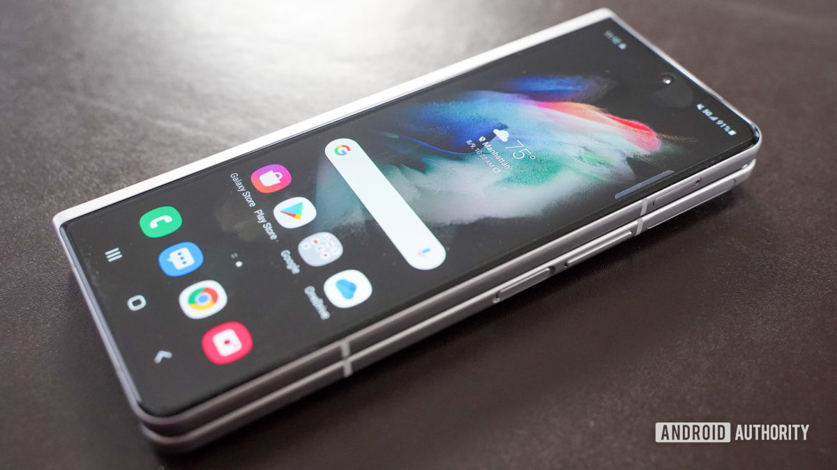 Samsung Galaxy Fold 3 laying down screen on