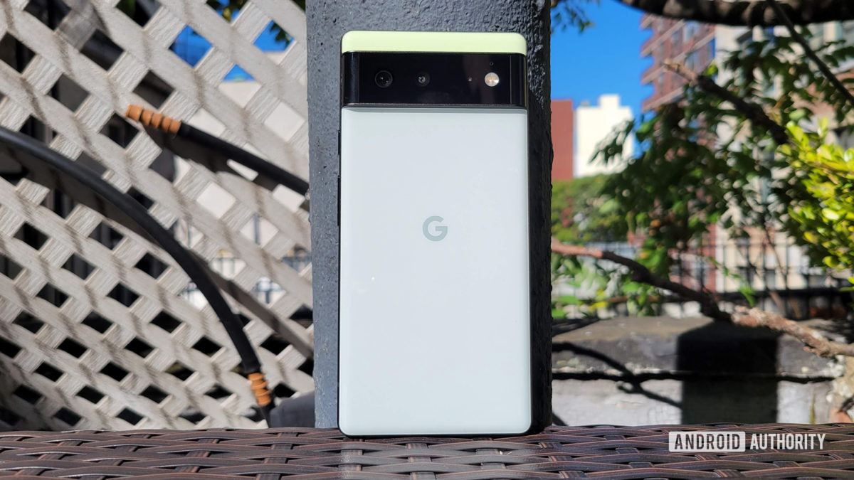 Google Pixel 6 Propped Outdoors