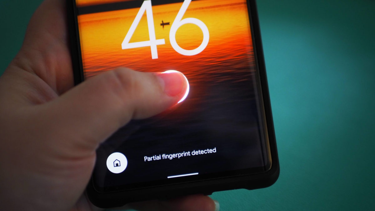 Google Pixel 6 Pro fingerprint reader partial print failed detection with screen protector on