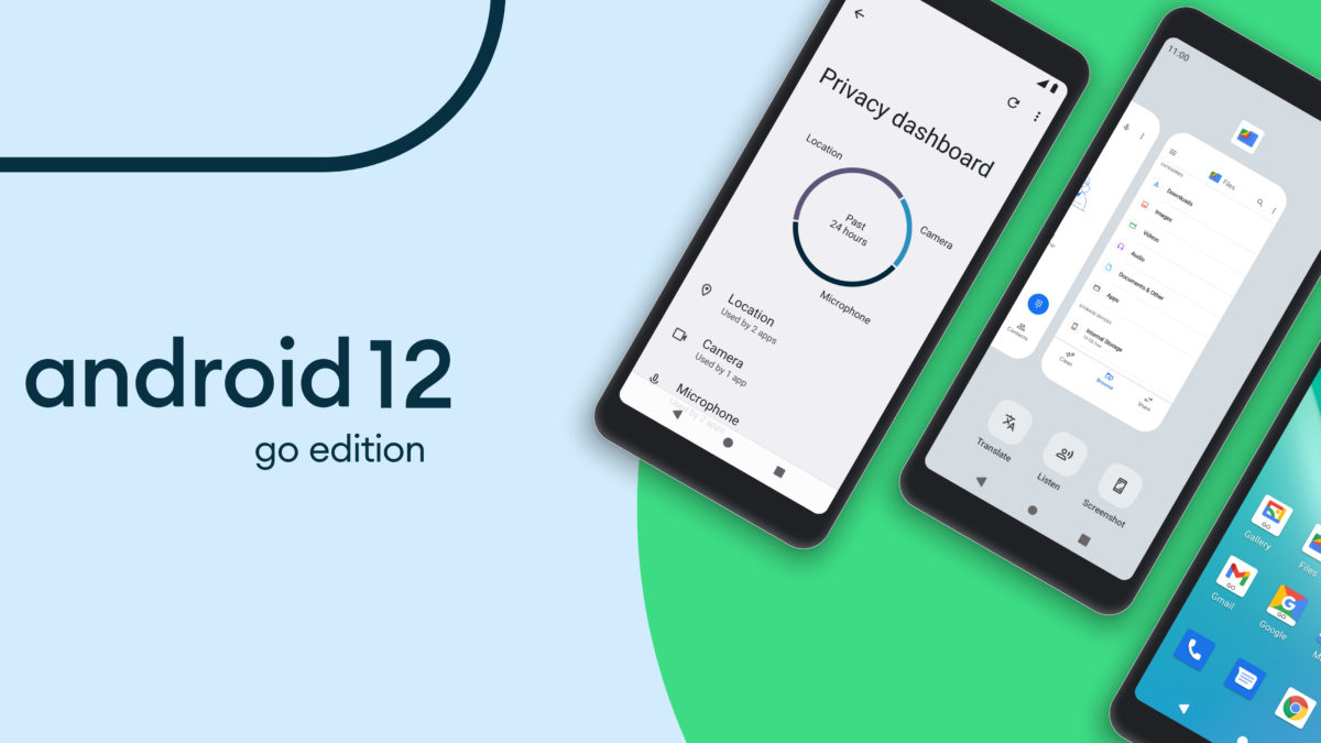 Android 12 Go Edition header privacy dashboard recent apps