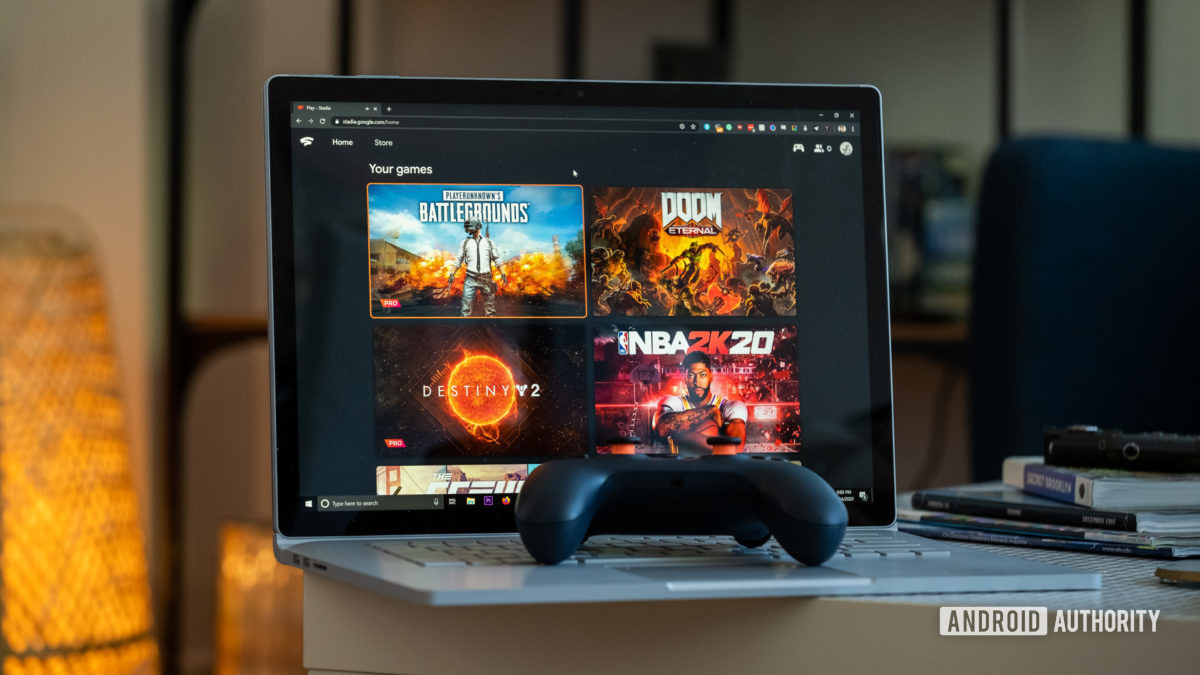 Google Stadia controller on PC with games