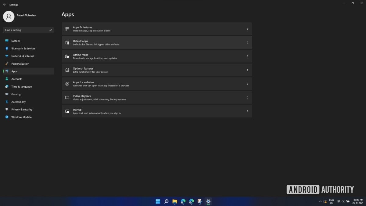 Windows 11 apps settings