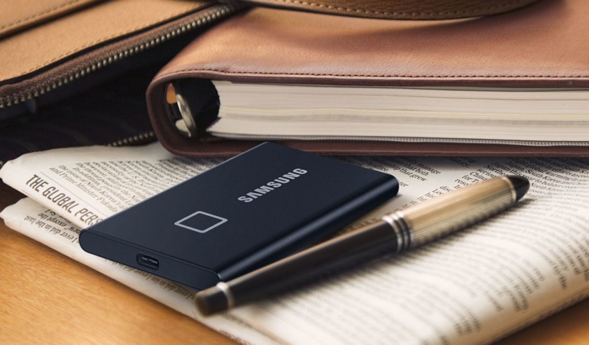 Samsung T7 Touch Portable 500GB SSD Promo Image Samsung T7 Touch Portable 500GB SSD Promo Image