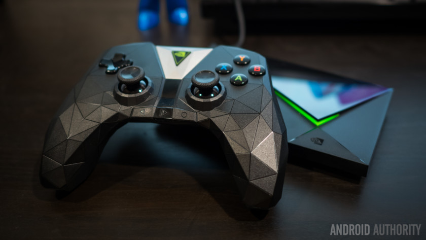 The Nvidia Shield TV console and controller.