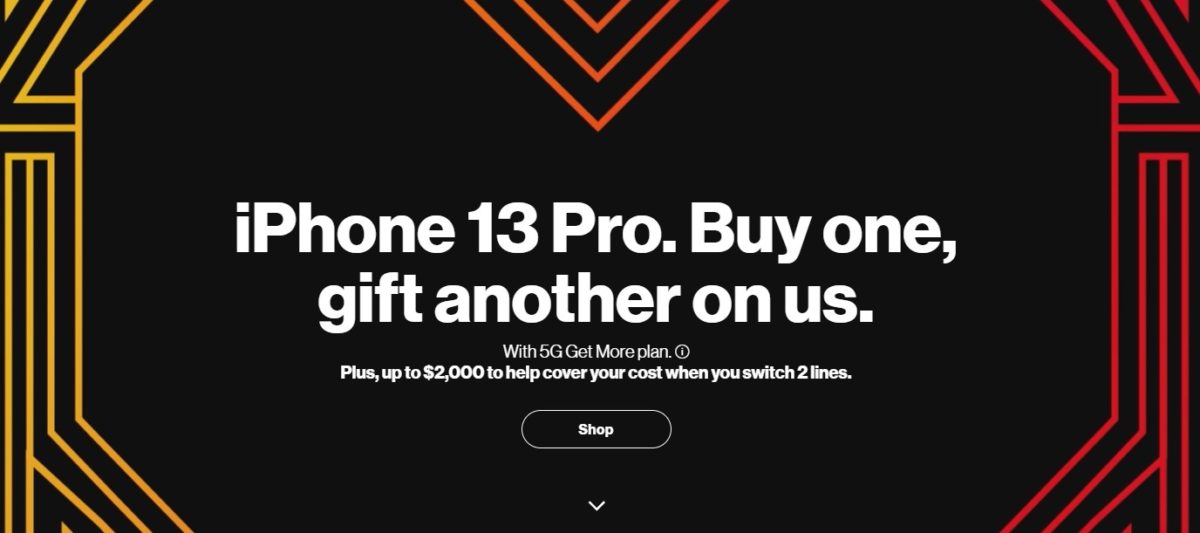 BOGO iPhone 13 Pro Verizon Deal