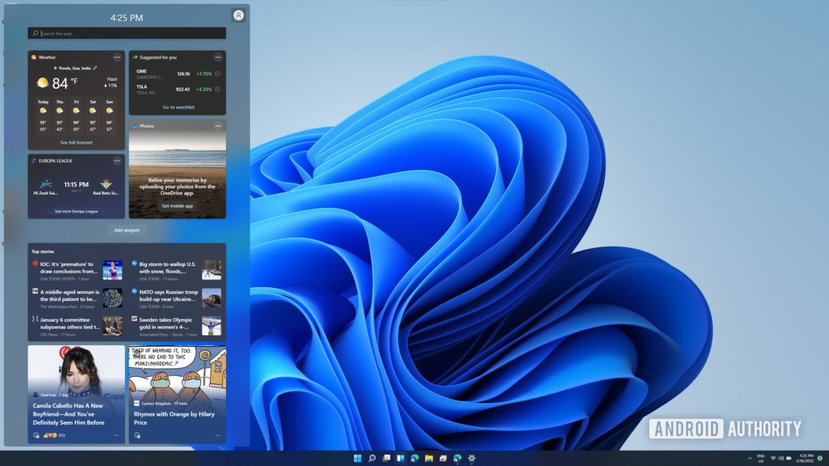 Windows 11 widgets screen