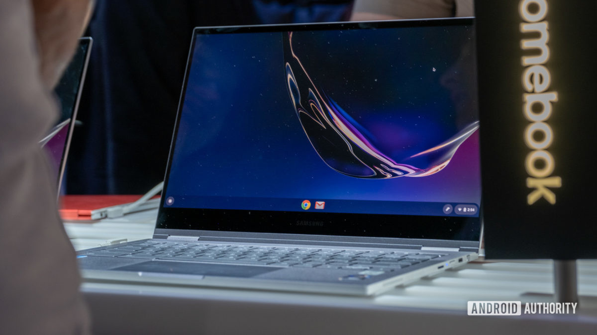 Samsung Galaxy Chromebook front from angle silver