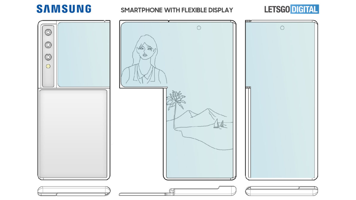 Samsung LetsGoDigital sideways flip display patent