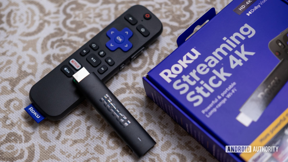 roku streaming stick 4k next to box