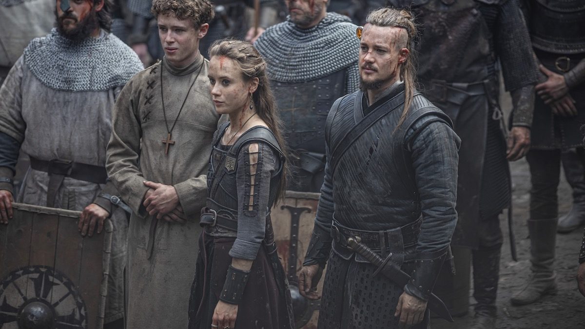 Alexander Dreymon and Eliza Butterworth in The Last Kingdom - shows like the last kingdom