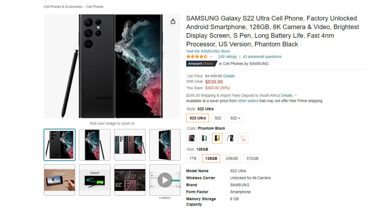 Samsung Galaxy S22 Ultra Prime Day