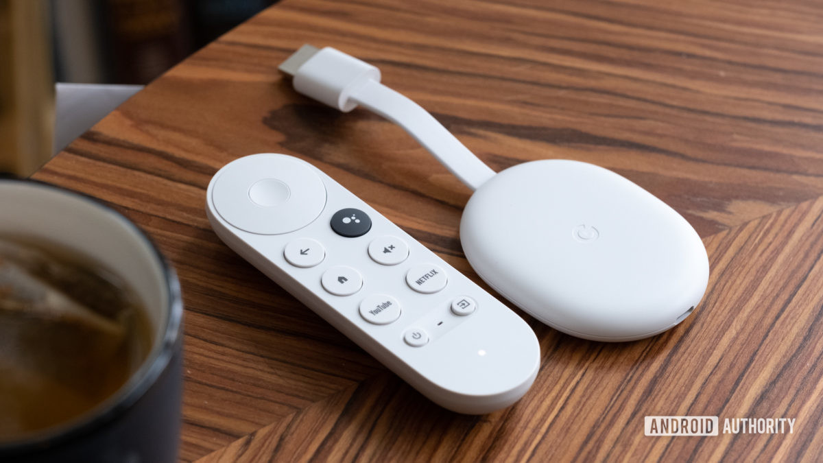 Google Chromecast with Google TV on table style photo