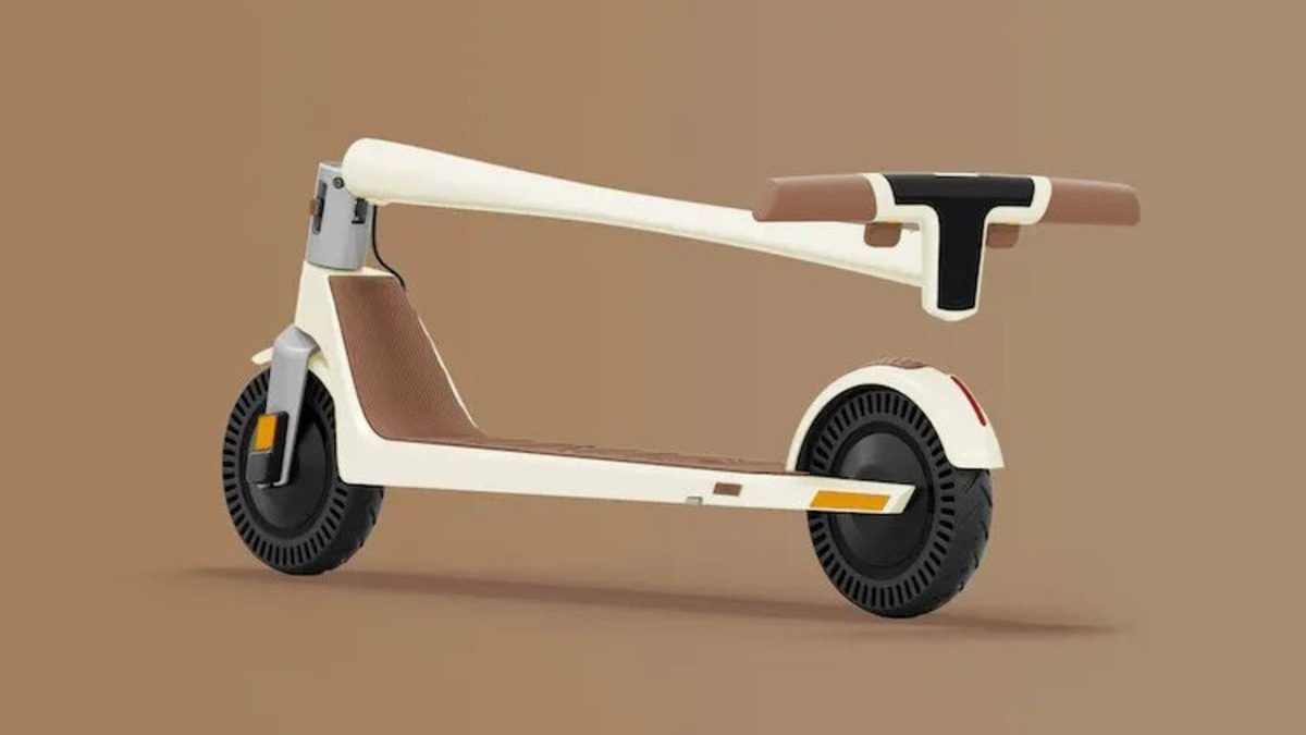 folded white and brown scooter