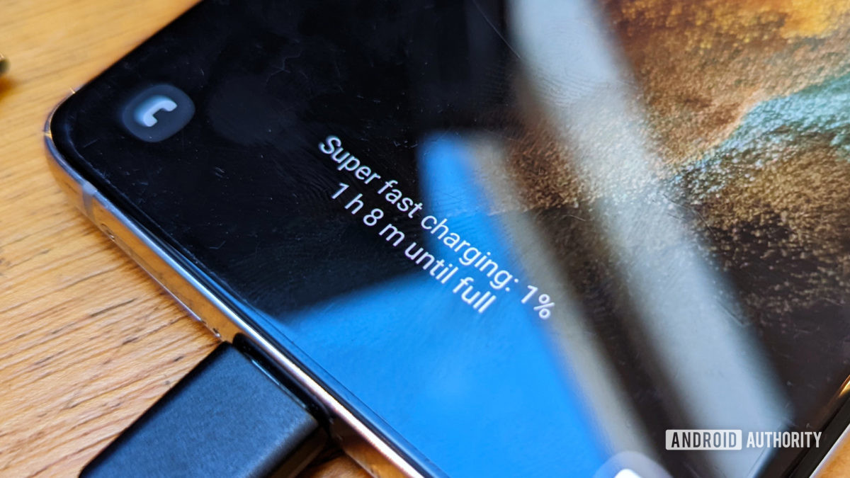 Samsung Super Fast Charging text on screen Samsung Super Fast Charging text on screen