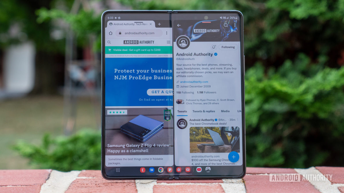 samsung galaxy z fold 4 standing foldable phone