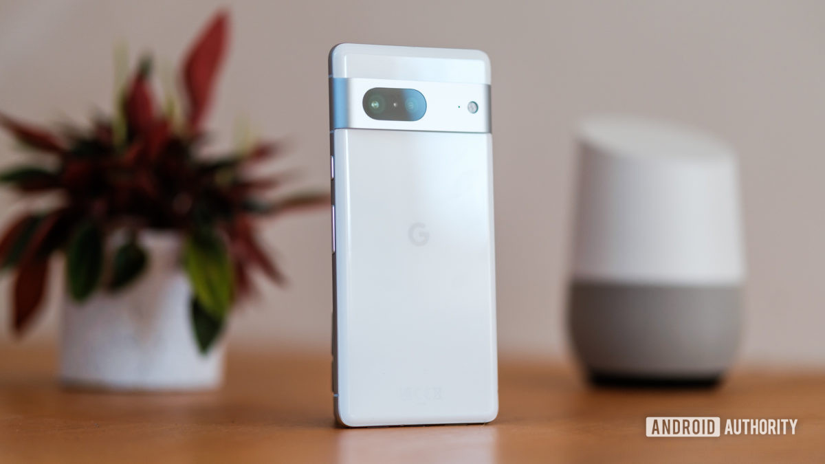 Google Pixel 7 white back angled