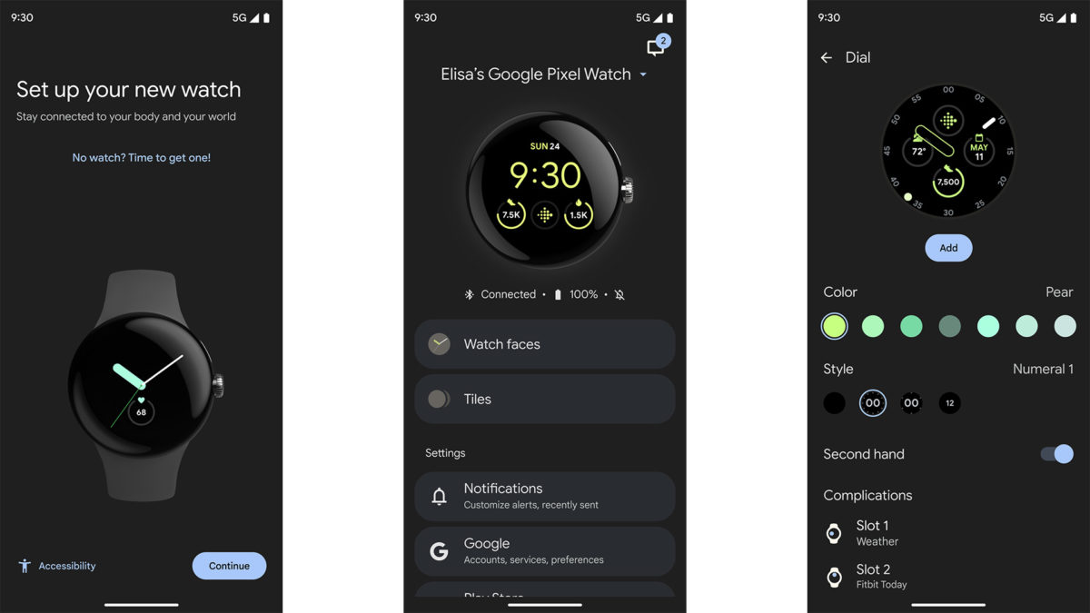 Google Pixel Watch app screenshot 2022