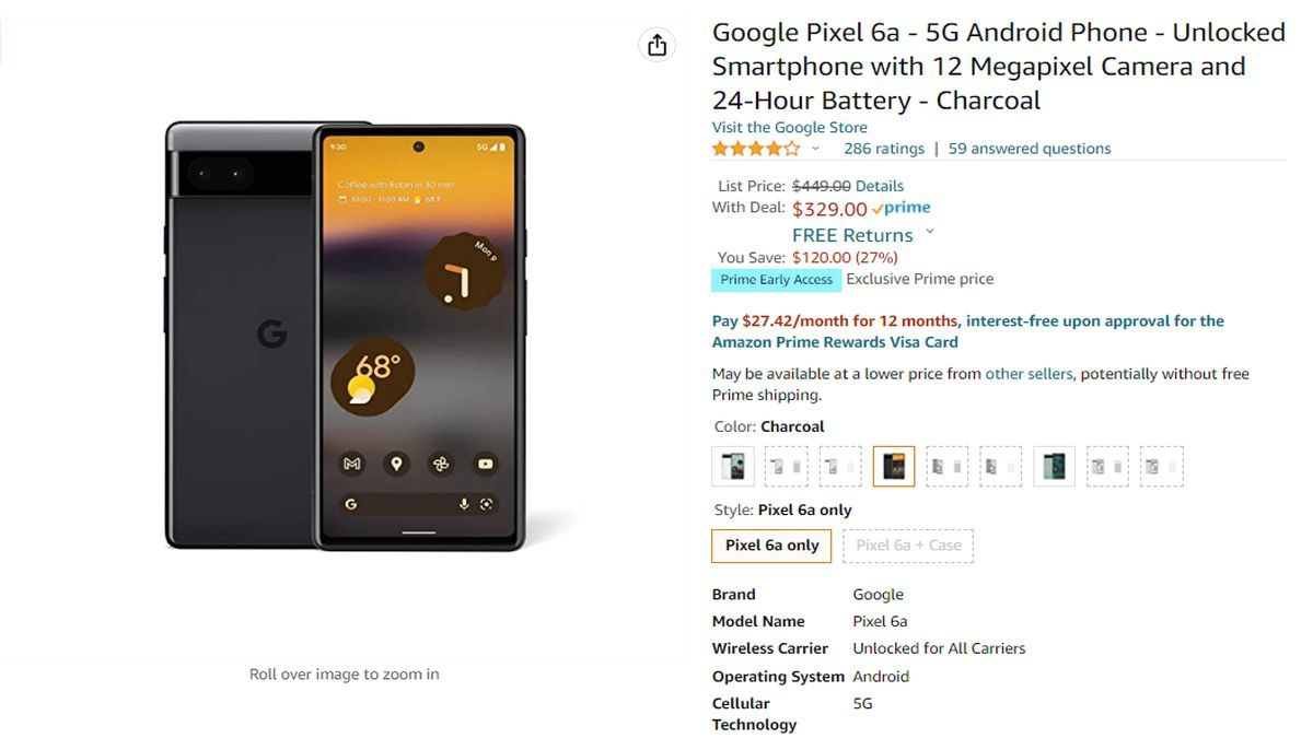 Google Pixel 6a in the Prime Early Access Sale