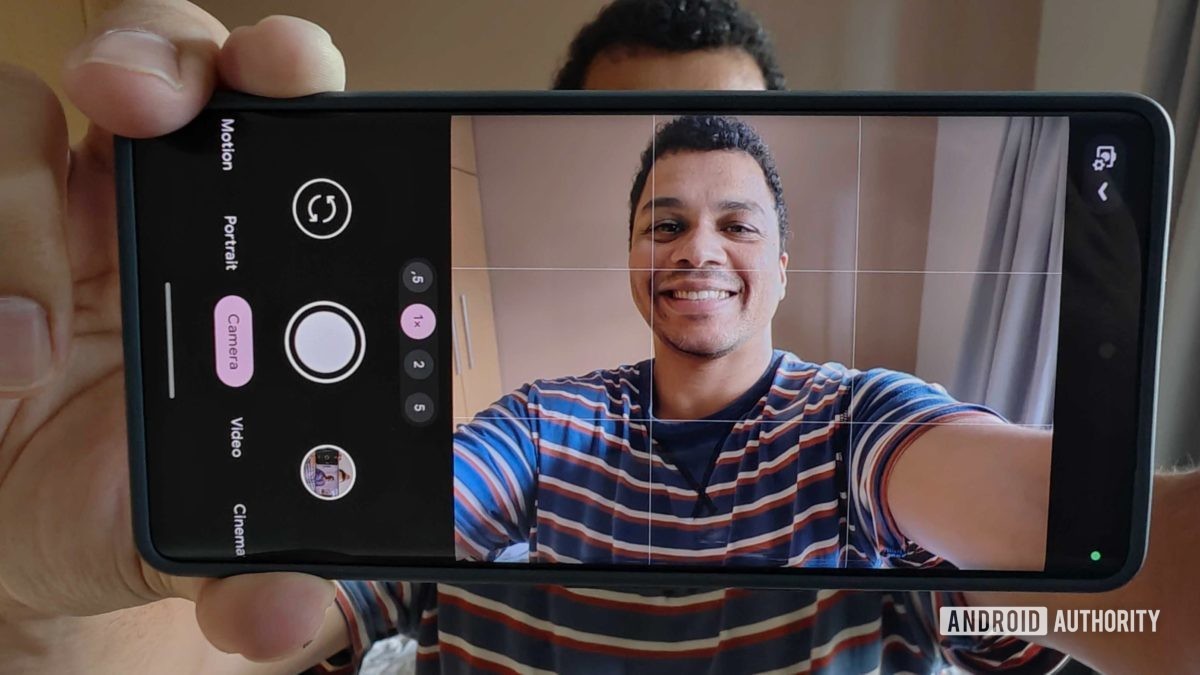 Pixel 7 Pro selfie with rear camera through viewfinder edited