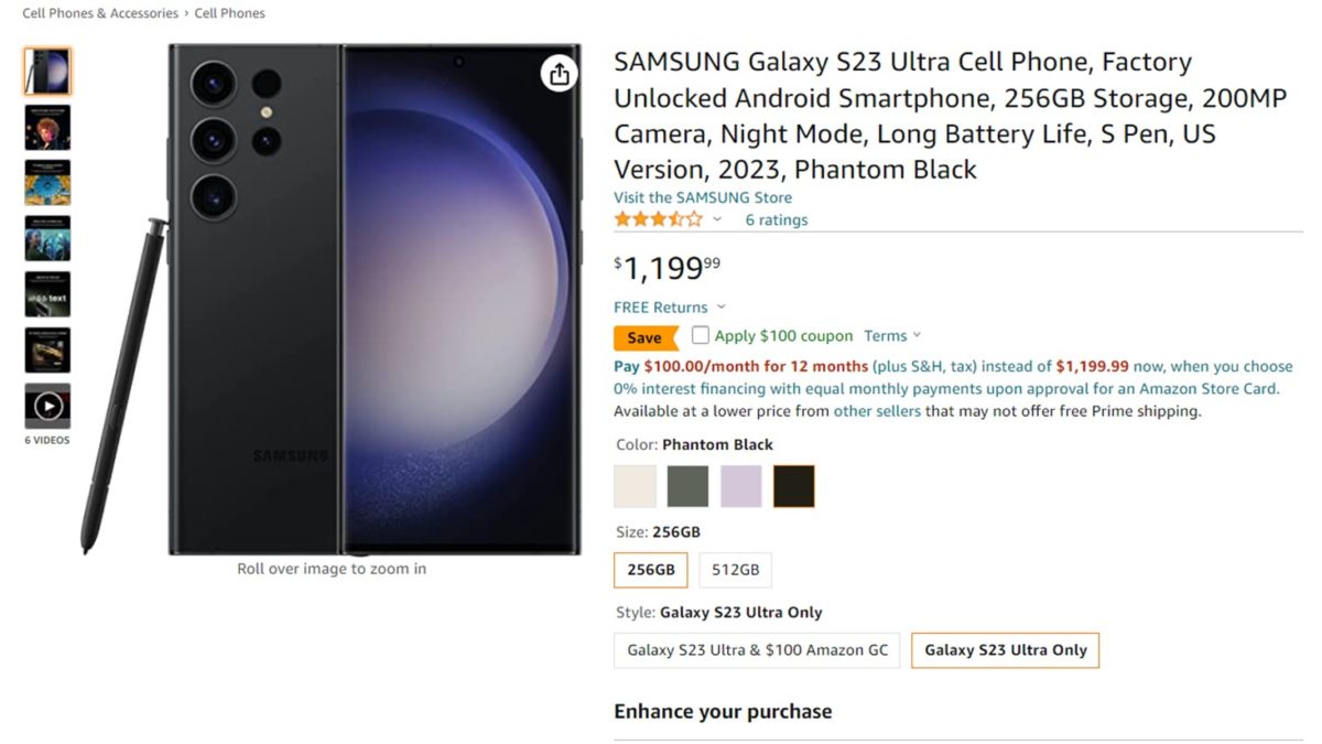 Samsung Galaxy S23 Ultra Amazon Deal