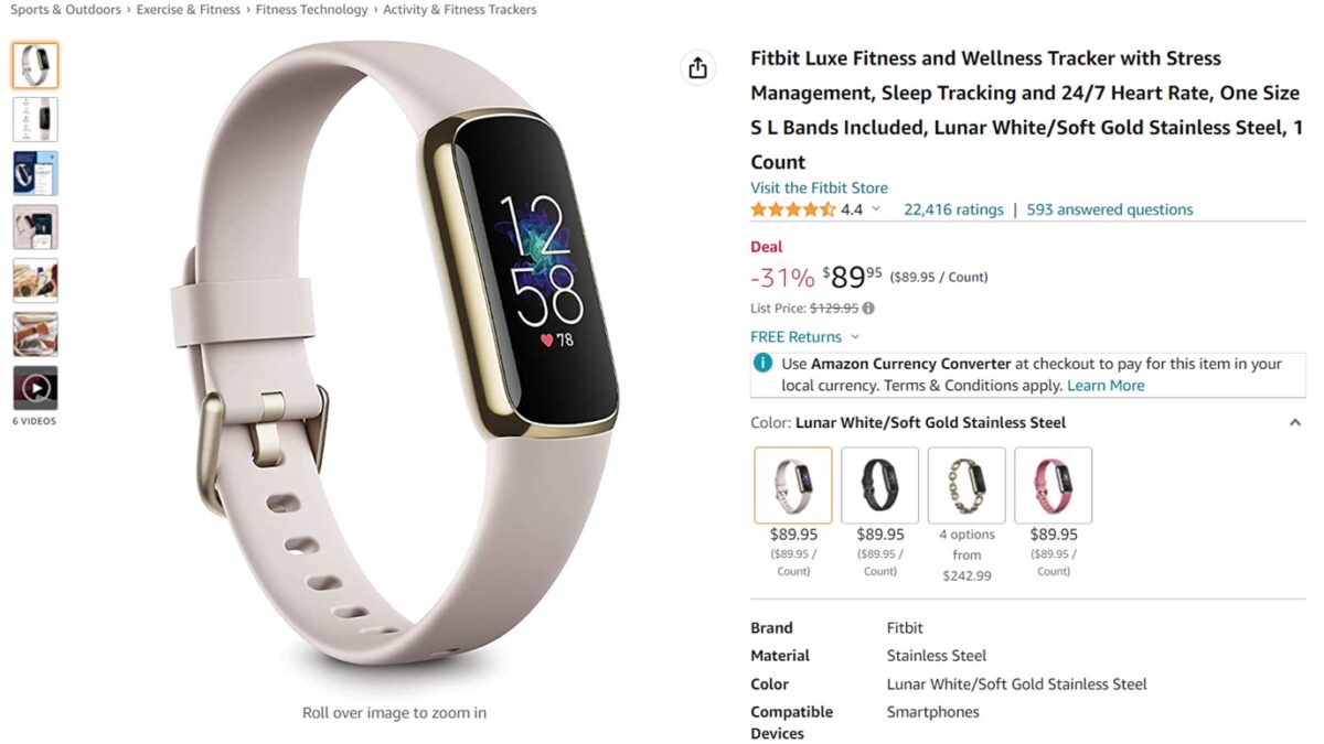 Fitbit Luxe Amazon Deal