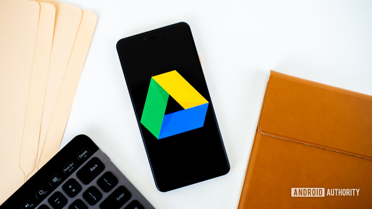 Google Drive logo on smartphone stock photo 3