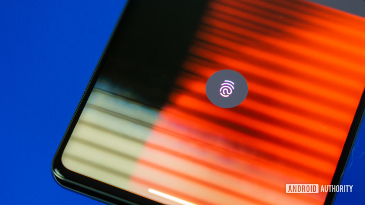Google Pixel 7 Pro on screen fingerprint reader stock photo 1