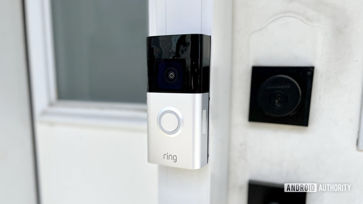 The Ring Battery Doorbell Plus at an angle