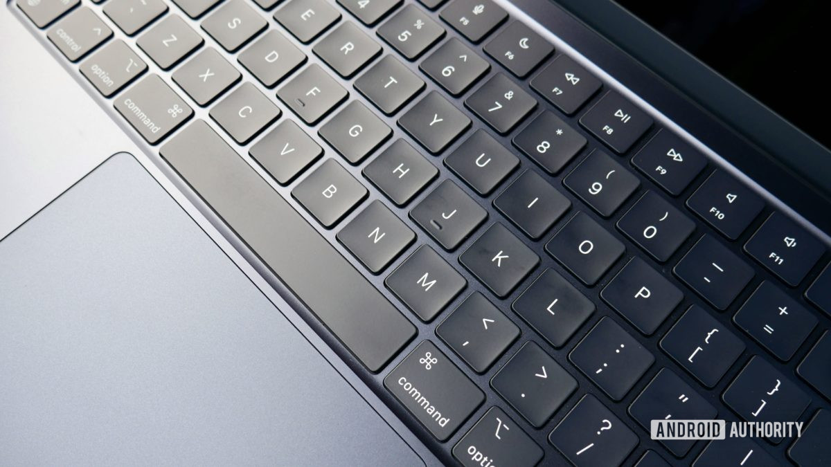 apple macbook air m2 keyboard trackpad close up