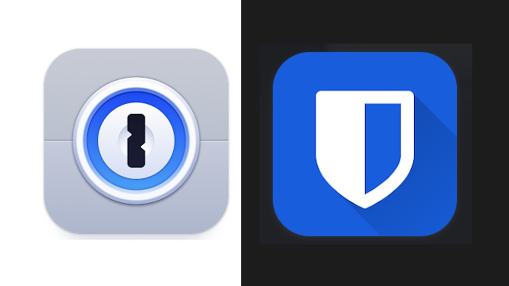 1Password vs Bitwarden Logos