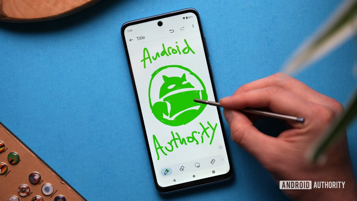 Drawing Android Authority logo on the Moto G Stylus 2023