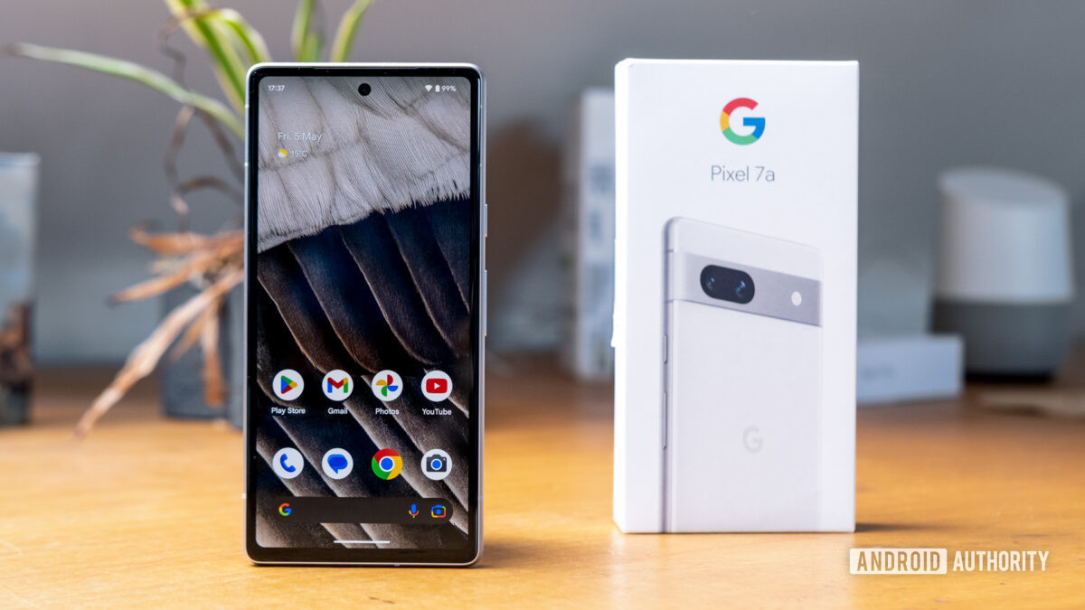 Google Pixel 7a front with box