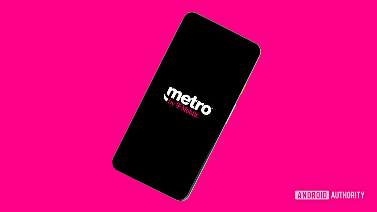 Metro by T Mobile logo on phone stock photo 1