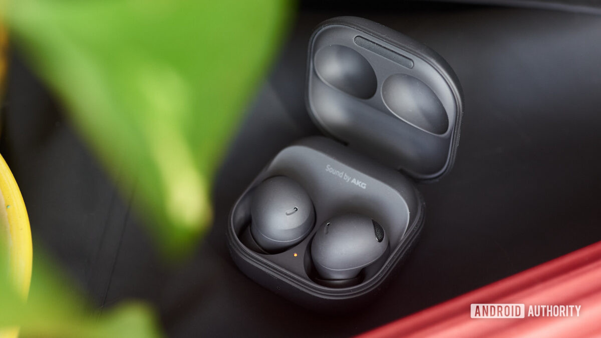 The Samsung Galaxy Buds 2 Pro case open with the earbuds.