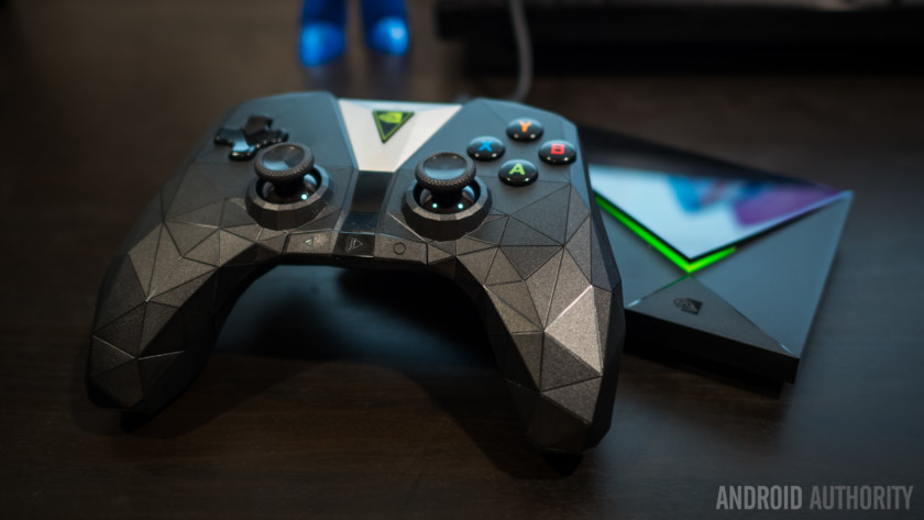 The NVIDIA Shield TV console and controller.