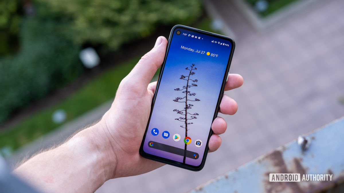 Google Pixel 4a screen in hand 3