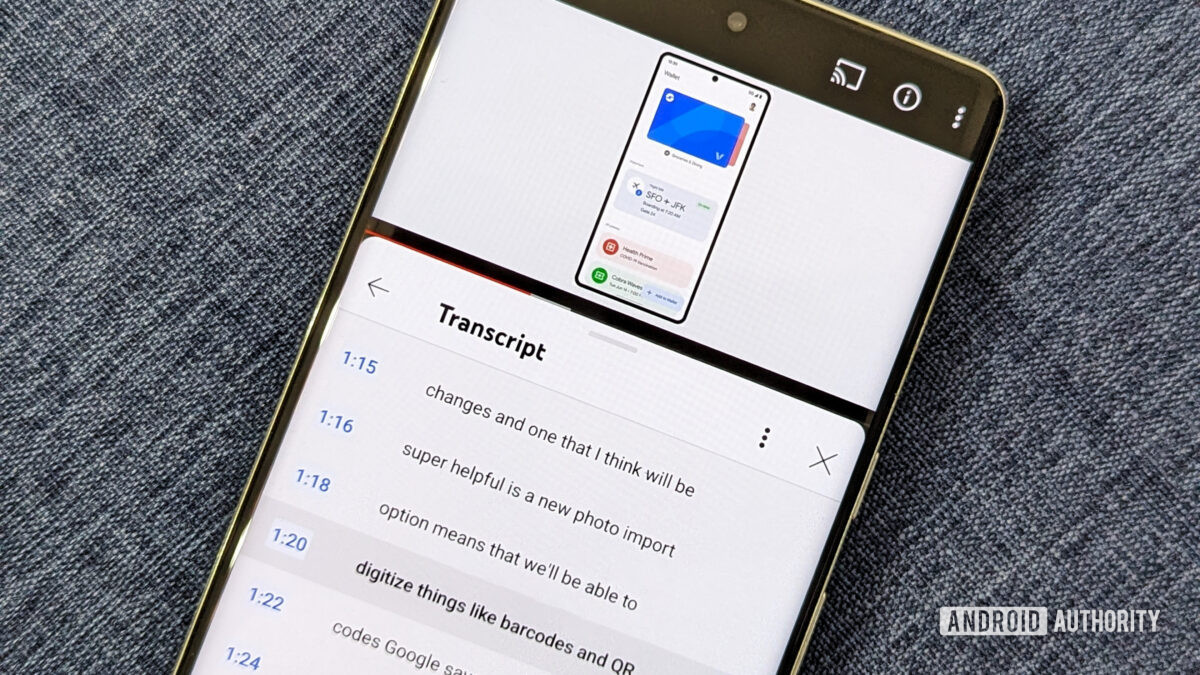 youtube video transcript android