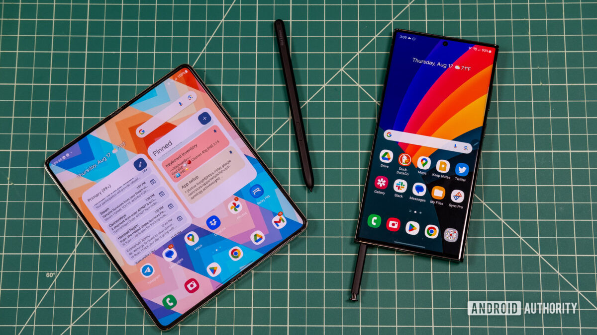 Samsung Galaxy Z Fold 5 and S23 Ultra S Pens