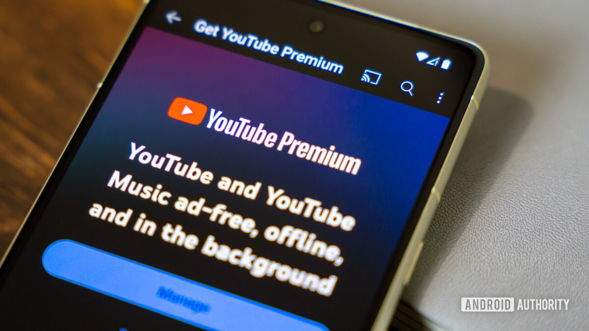 YouTube premium app on smartphone stock photo (3)