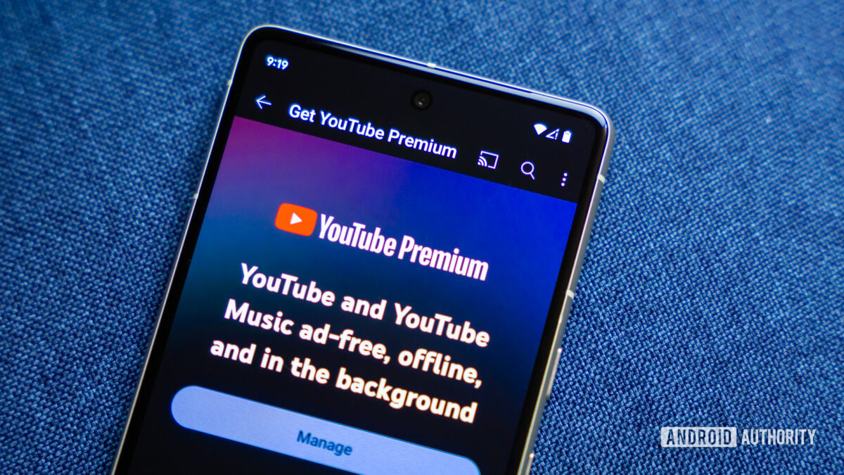 YouTube premium app on smartphone stock photo (4)