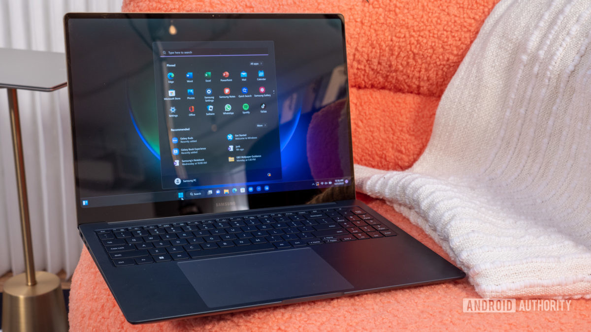 samsung galaxy book ultra on chair 1