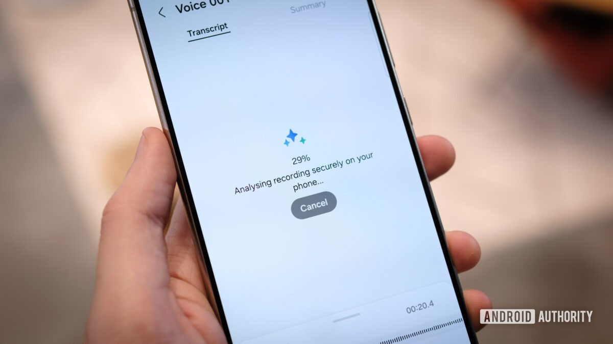 Samsung Galaxy S24 GalaxyAI Transcription Processing