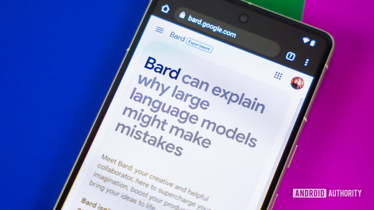 Stock photo of Google Bard website on phone 7