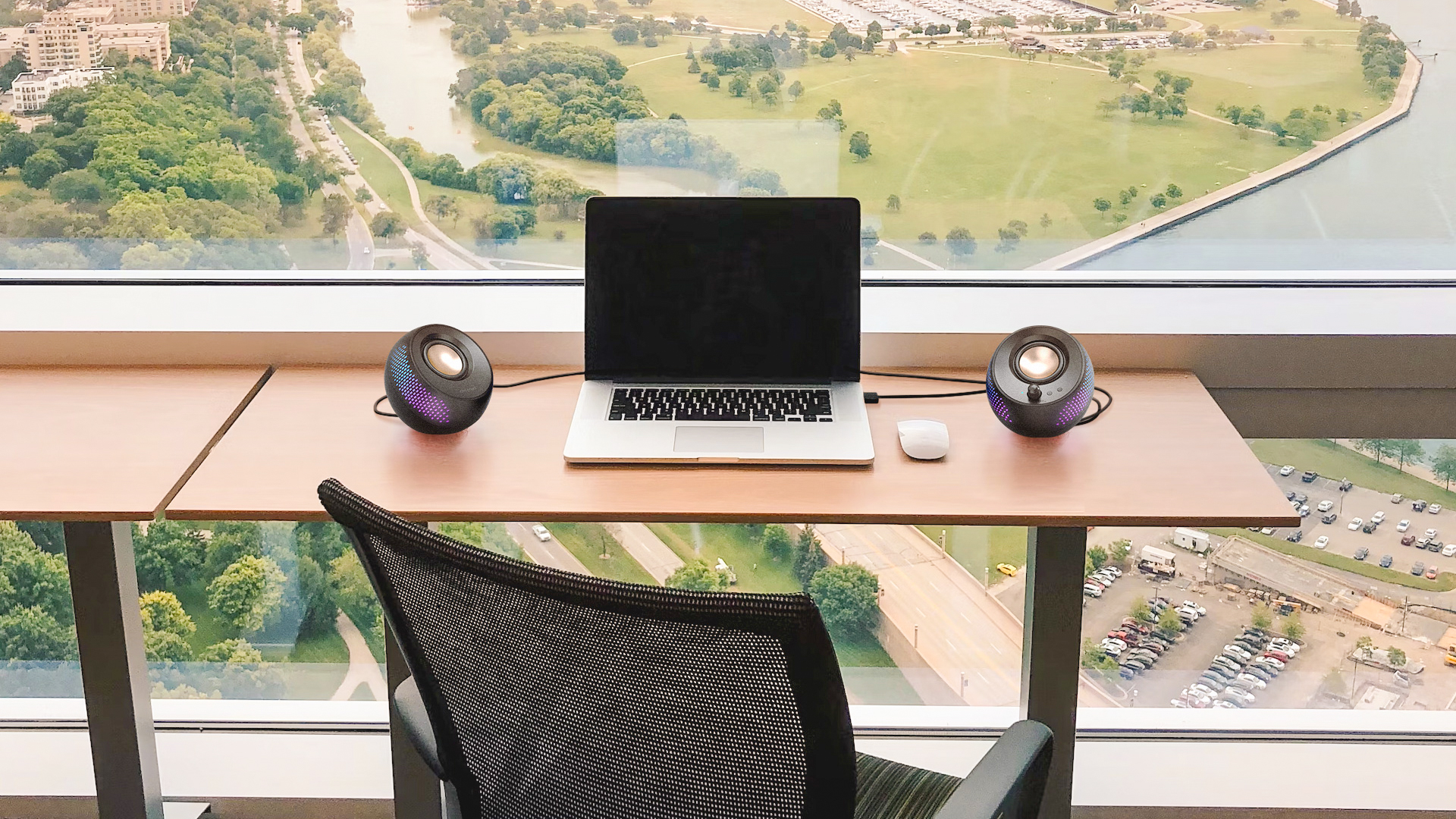 Creative Pebble X on desk 2