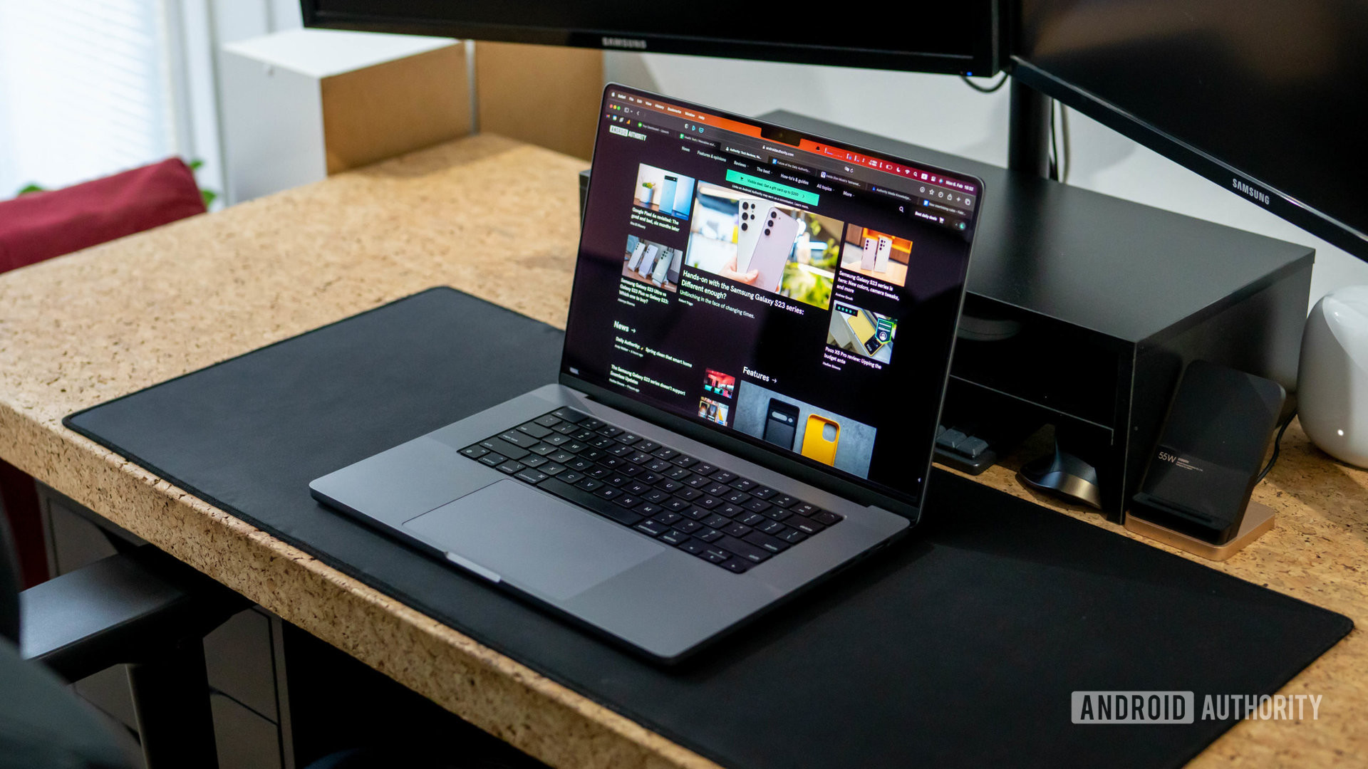 Apple MacBook Pro 2023 sitting on desk with AA site on screen