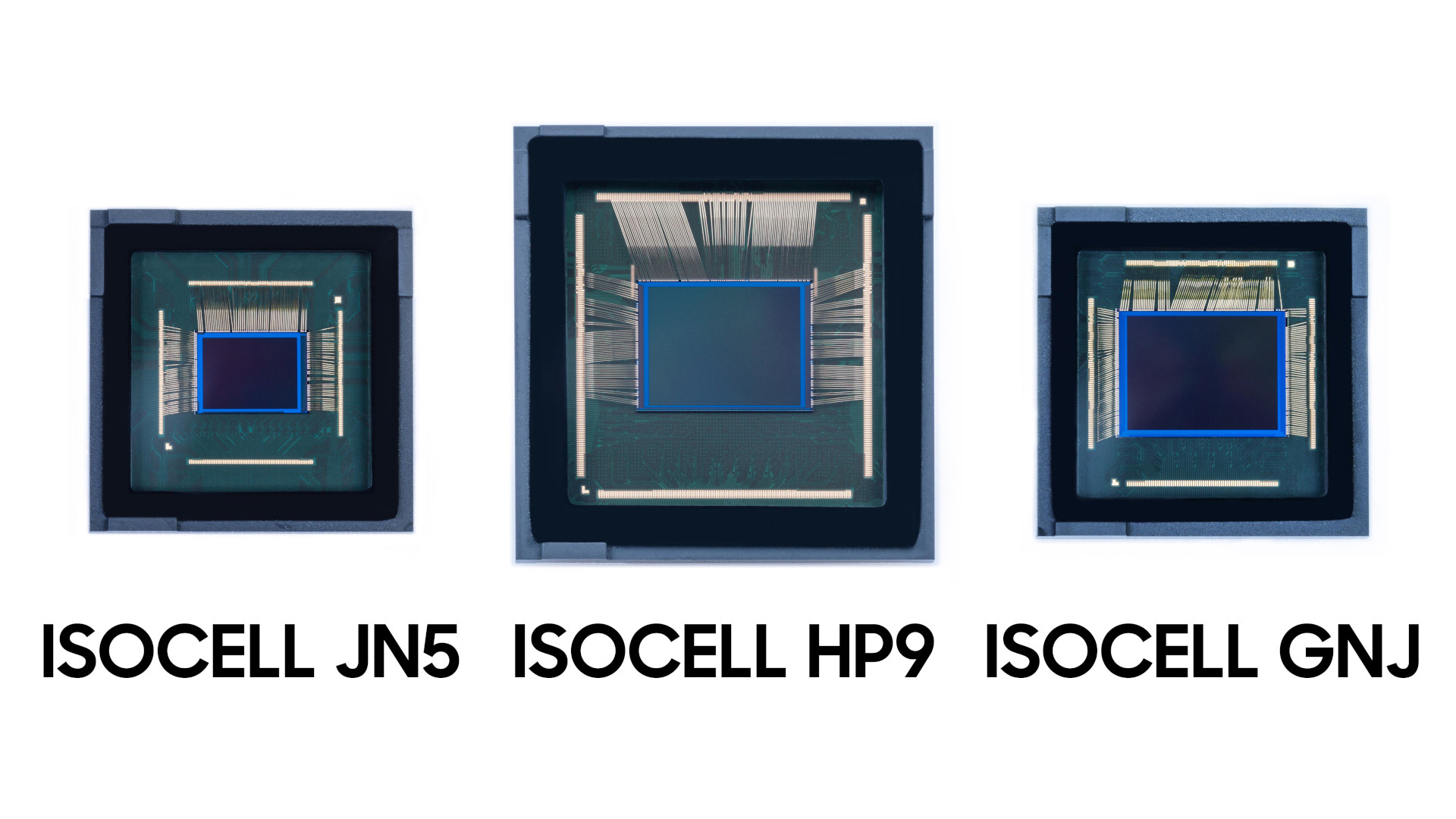 The Samsung ISOCELL GNJ, ISOCELL HP9, and ISOCELL JN5.