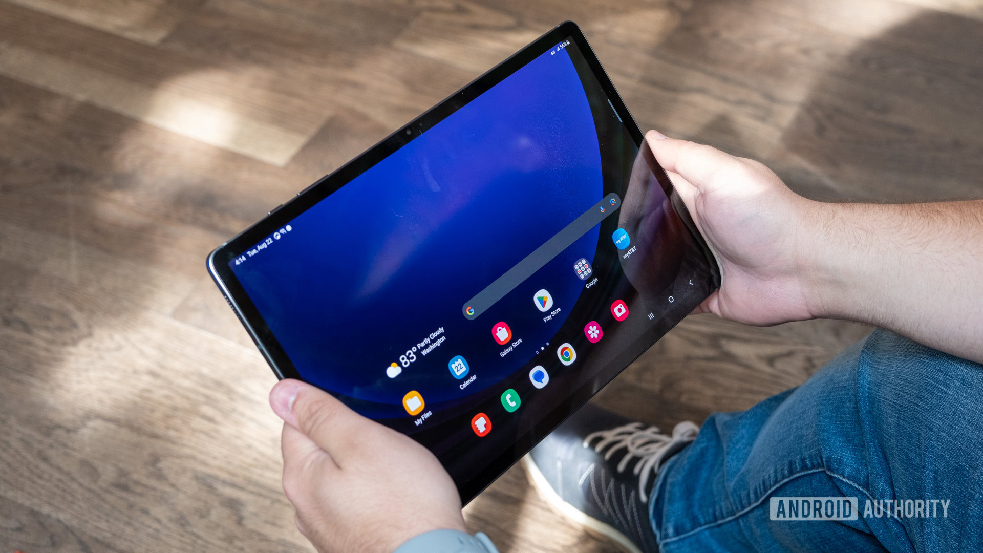 samsung galaxy tab s9 plus home screen in hand