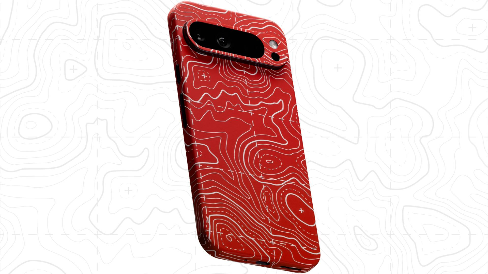 Dbrand Area 51 skin in red on Pixel 9.