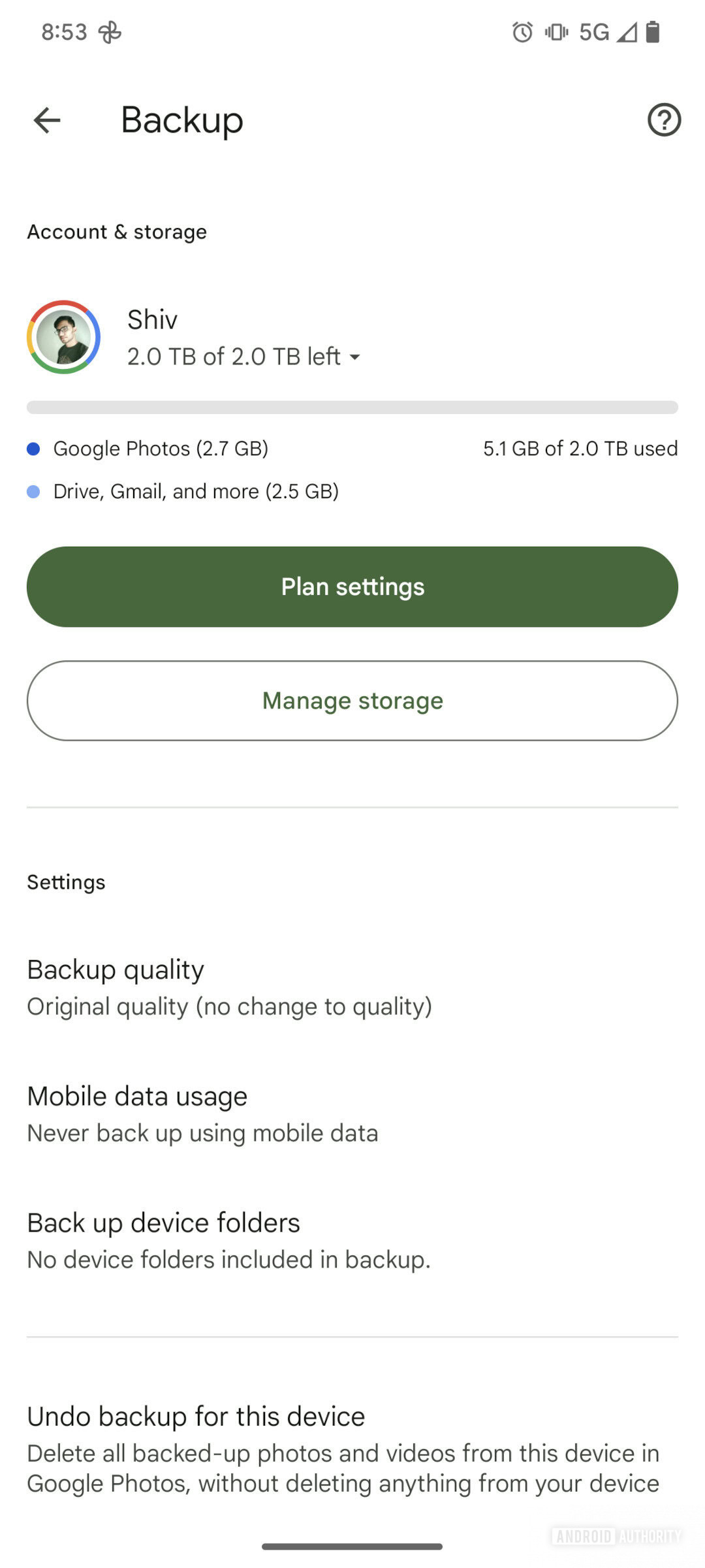 Google Photos undo backup