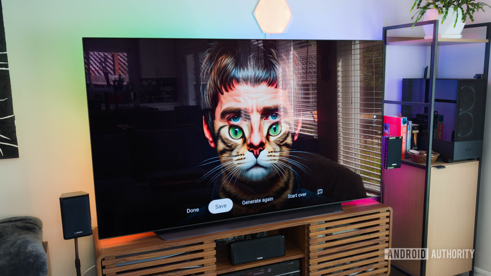 Google TV Streamer AI generated image on TV